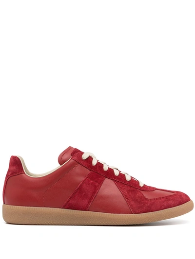 Maison Margiela Replica Leather And Suede Trainers In Red