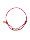 Valentino Crystal V Logo Slim Adjustable Bracelet In Red