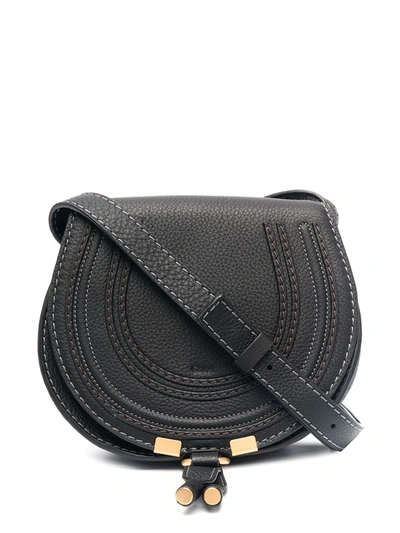 Chloé Chloe Womens Black Marcie Small Leather Saddle Bag