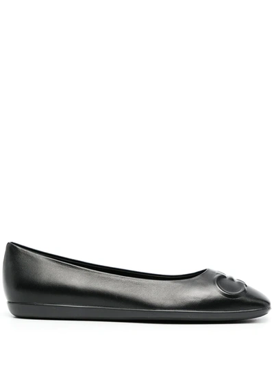 Ferragamo Gancini-embossed Ballerina Shoes In Black