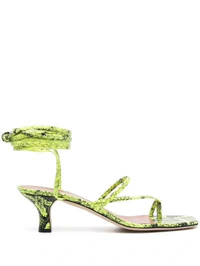 Paris Texas Betty 55 Snake Effect Leather Sandals In Yellow