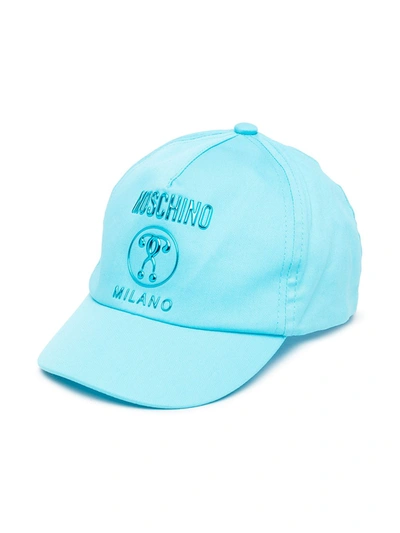 Moschino Kids' Double Question Mark-print Baseball Cap In Blue