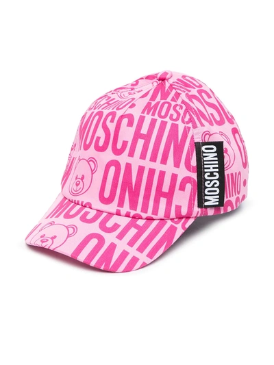 Moschino Kids' Logo-print Cotton Baseball Cap In Pink