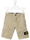 Stone Island Beige Cotton Bermuda Shorts With Logo In Neutrals