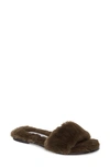 Chinese Laundry Mulholland Faux Fur Slide Sandal In Olive