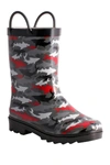 Nomad Footwear Splashy Kids Rain Boot In Grey Sharks