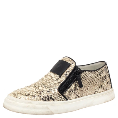 Pre-owned Giuseppe Zanotti Multicolor Python Embossed Leather Devon Slip On Trainers Size 40