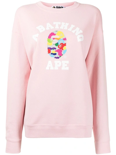 *baby Milo® Store By *a Bathing Ape® Logo-print Cotton Sweathsirt In Pink