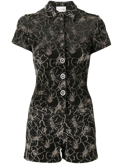 Alexis Belita Button-down Floral-print Romper In Black