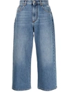 MSGM LOGO-PRINT CROPPED JEANS