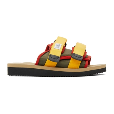 Suicoke Yellow & Green Moto-cab Sandals