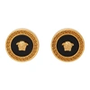 Versace Black And Gold Earrings With Medusa Detail In Metal Woman In K41t Gldblk