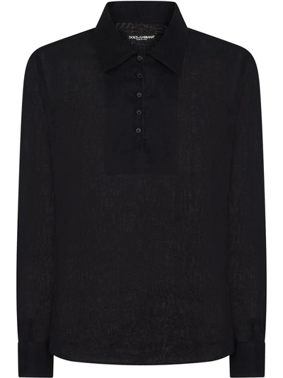 Dolce & Gabbana Relaxed Collared Shirt In Blue