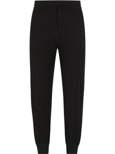 Dolce & Gabbana Cable-knit Drawstring Track Trousers In Black