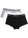 VERSACE PACK OF THREE LOGO WAISTBAND BOXER SHORTS