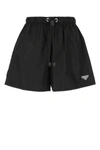 PRADA PRADA LOGO PATCH GABARDINE SHORTS