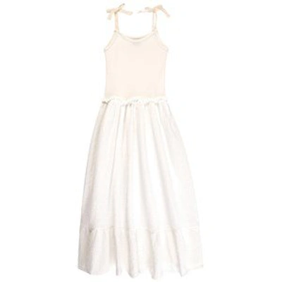Tocoto Vintage Kids' Embroidered Midi Dress Off-white In Cream