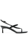Prada Brushed Leather Slingback Sandals In Black