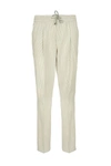 BRUNELLO CUCINELLI BRUNELLO CUCINELLI COMFORT COTTON STRIPED TEXTURED FABRIC LEISURE FIT TROUSERS WITH DRAWSTRING AND P