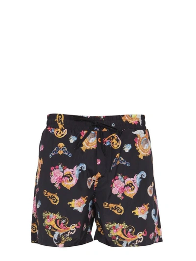 Versace Jeans Couture Costume Da Bagno In Nylon Con Stampa Paisley In Black