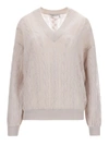 AGNONA CABLE-KNIT JUMPER IN PEARL GREY