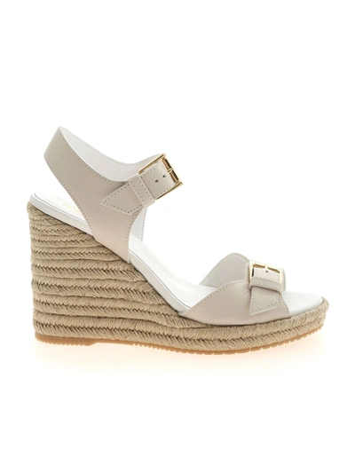 Hogan Wedge Sandal In Leather With Buckle In White