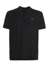 Paul & Shark Chest Shark Logo Piquet Polo In Black