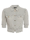Elisabetta Franchi Horsebit Patterned Cropped Shirt In Cream