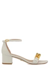 STUART WEITZMAN AMELINA SANDAL,AMELINA BLOCK 50 CHAIN PATENT/METALWHITE