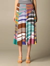 MISSONI WIDE SKIRT IN STRIPED COTTON AND WOOL,MDH00228 BK00TV SM53L