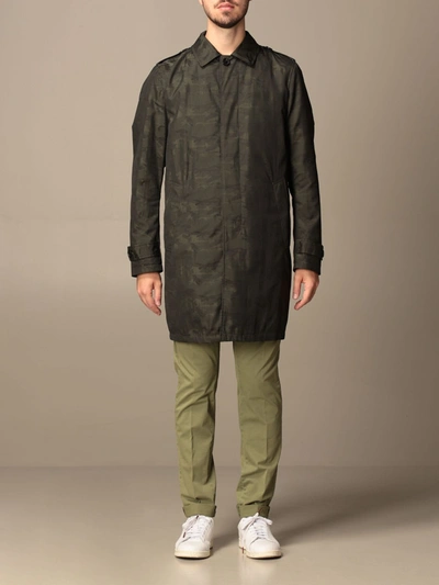 Dondup Trench Coat Camouflage Trench Coat In Military