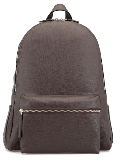 Orciani Micron Deep Leather Backpack In Ebano