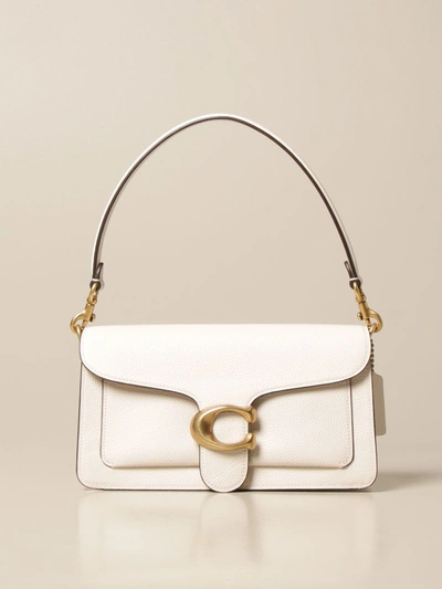 Coach Tabby Coated Canvas & Leather Shoulder Bag In White