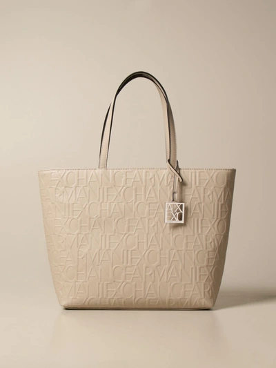 Armani Collezioni Armani Exchange Tote Bags Armani Exchange Shoulder Bag In Synthetic Leather With Logo In Beige