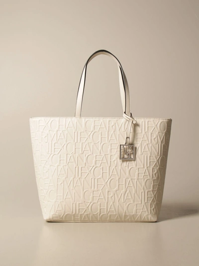 Armani Collezioni Armani Exchange Tote Bags Armani Exchange Shoulder Bag In Synthetic Leather With Logo In White