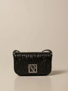 ARMANI COLLEZIONI ARMANI EXCHANGE MINI BAG ARMANI EXCHANGE SHOULDER BAG IN SYNTHETIC PATENT LEATHER WITH EMBOSSED LOGO,11736806