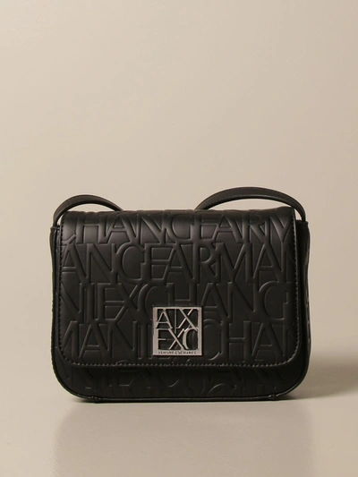 Armani Collezioni Armani Exchange Mini Bag Armani Exchange Shoulder Bag In Synthetic Leather With Embossed Logo In Black
