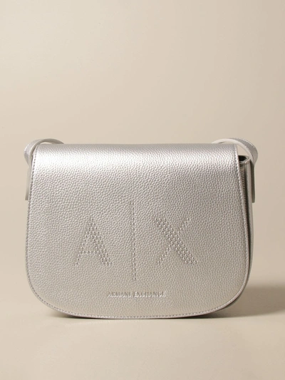 Armani Collezioni Armani Exchange Shoulder Bag Armani Exchange Shoulder Bag In Textured Synthetic Leather In Silver