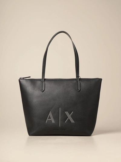 Armani Collezioni Armani Exchange Tote Bags Armani Exchange Shoulder Bag In Synthetic Textured Leather In Black