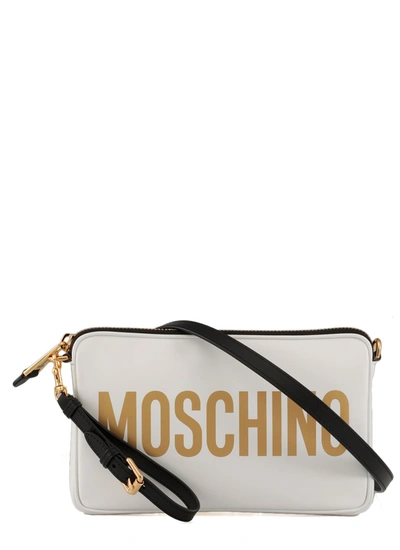 Moschino Leather Crossbody Bag In Fantasia Bianco