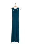West Kei Solid Racerback Maxi Dress In Teal Blue