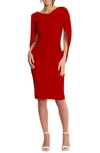 Betsy & Adam Drape Back Scuba Crepe Cocktail Dress In Red