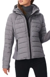 Bernardo Hooded Quilted Water Repellent Jacket In Charcoal