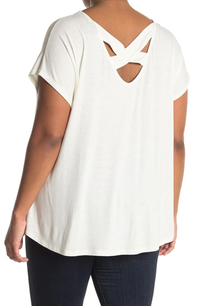 Bobeau Cross Back Short Sleeve Slub T-shirt In Ivory