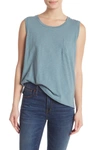 Madewell Whisper Cotton Crewneck Pocket Muscle Tank In Steely Ocean