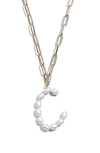 Baublebar Blair Hera Genuine Pearl Initial Pendant Necklace In Pearl C