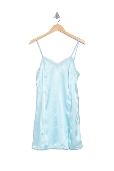 Aegean Lace Satin Chemise In Blue