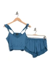 Aegean Ruffle Strap 2-piece Pj Set In Blue