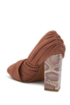 Roberto Cavalli Square Toe Snake Embossed Block Heel Pump In Light Brown