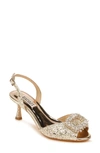 Badgley Mischka Collection Gaela Sandal In Platino Glitter